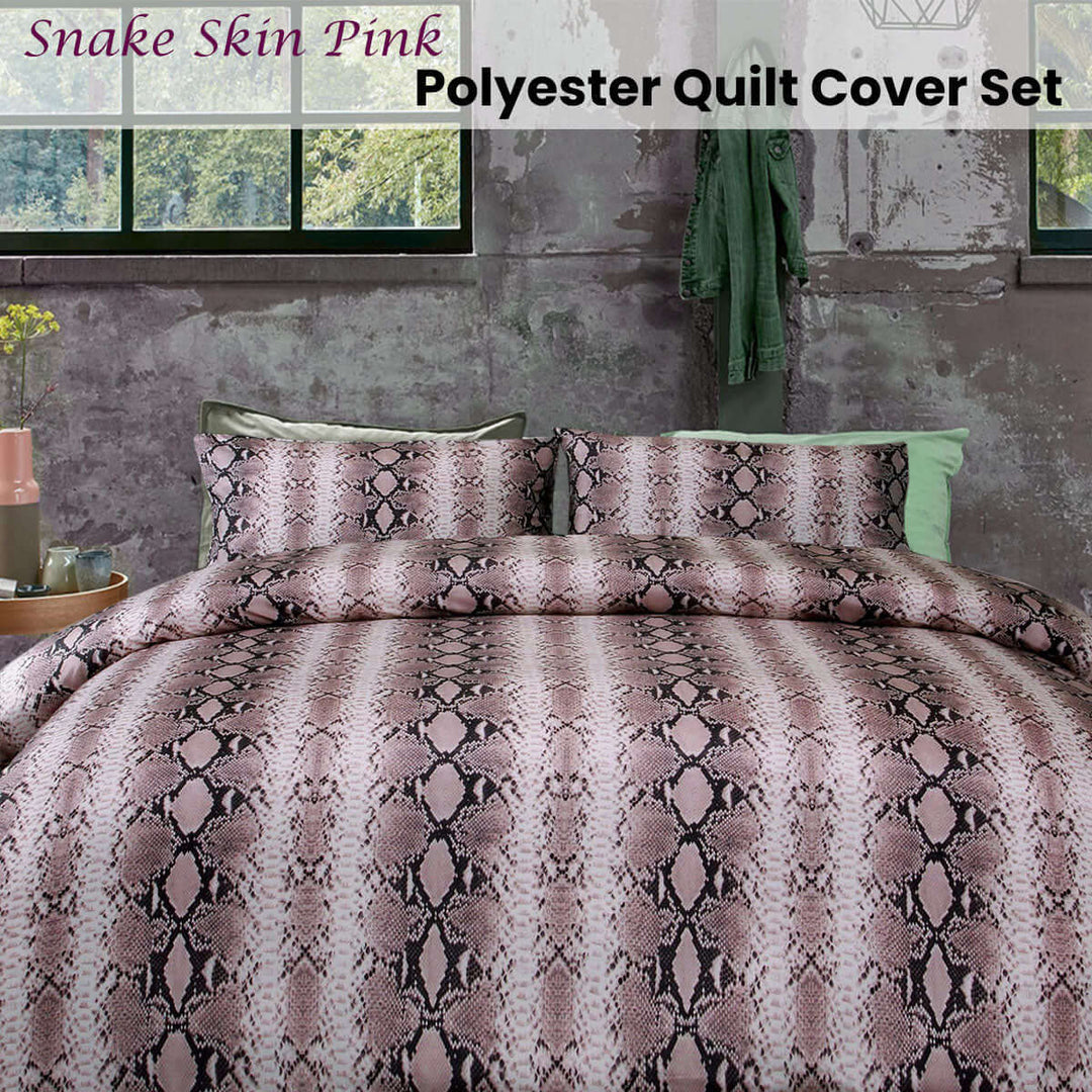 _label_, DSZ Product, feed-cond-new, feed-sl-free shipping, free-shippingBig Sleep Snake Skin Pink Quilt Cover Set Queen - Premium Home & Garden > Bedding > Duvet Covers from Big Sleep ! Shop Online Buy Now at S & D's Value Store Family Business Best Customer Service_label_, DSZ Product, feed-cond-new, feed-sl-free shipping, free-shipping