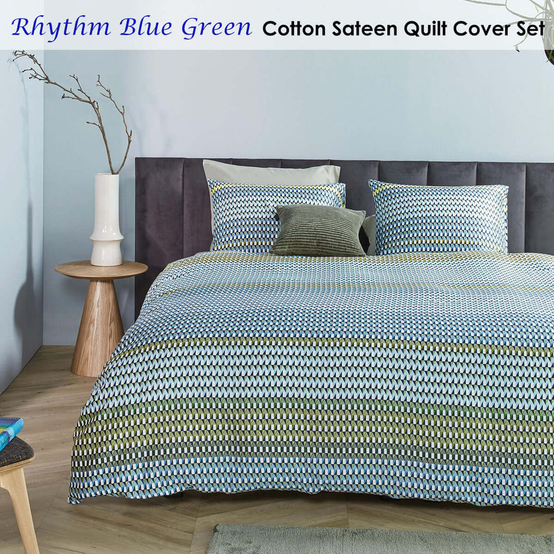 _label_, DSZ Product, feed-cond-new, feed-sl-free shipping, free-shipping, newBedding House Rhythm Blue Green Cotton Sateen Quilt Cover Set King - Premium Home & Garden > Bedding > Duvet Covers from Bedding House ! Shop Online Buy Now at S & D's Value Store Family Business Best Customer Service_label_, DSZ Product, feed-cond-new, feed-sl-free shipping, free-shipping, new