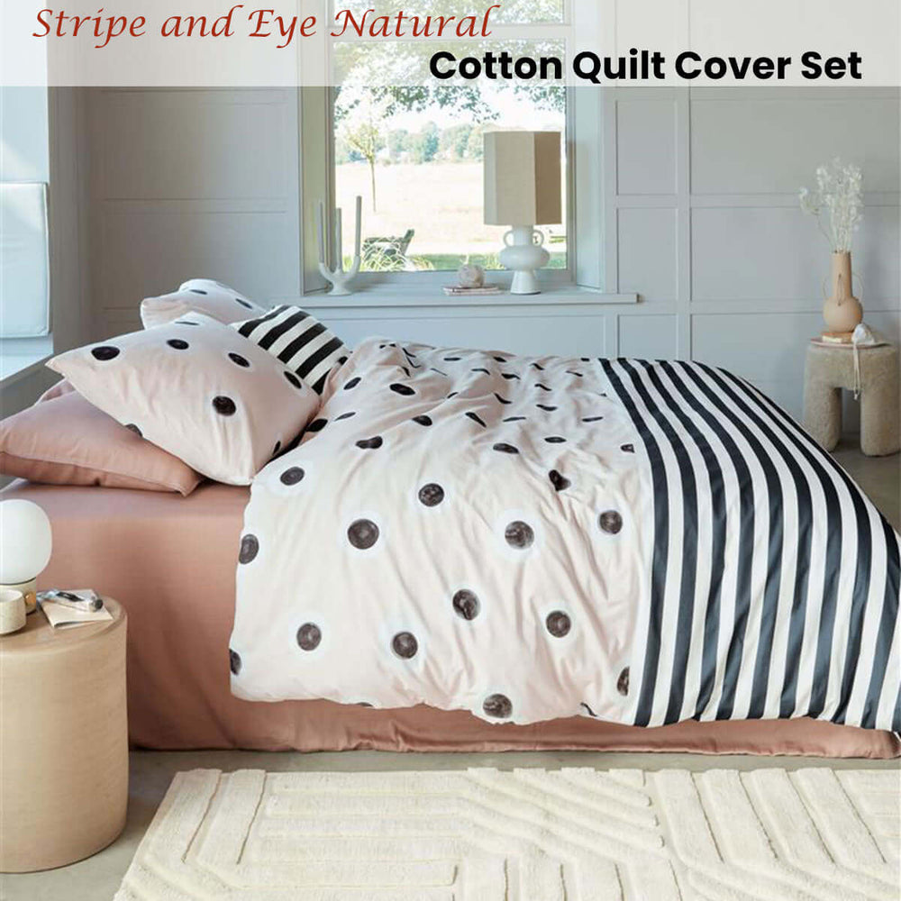 _label_, DSZ Product, feed-cond-new, feed-sl-free shipping, free-shipping, newVtwonen Stripe And Eye Natural Cotton Quilt Cover Set King - Premium Home & Garden > Bedding > Duvet Covers from Vtwonen ! Shop Online Buy Now at S & D's Value Store Family Business Best Customer Service_label_, DSZ Product, feed-cond-new, feed-sl-free shipping, free-shipping, new