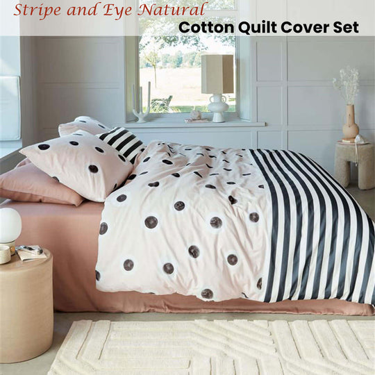 _label_, DSZ Product, feed-cond-new, feed-sl-free shipping, free-shipping, newVtwonen Stripe And Eye Natural Cotton Quilt Cover Set Queen - Premium Home & Garden > Bedding > Duvet Covers from Vtwonen ! Shop Online Buy Now at S & D's Value Store Family Business Best Customer Service_label_, DSZ Product, feed-cond-new, feed-sl-free shipping, free-shipping, new