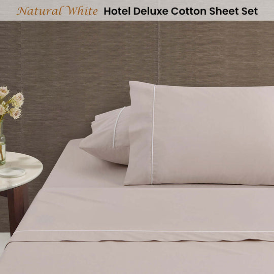 _label_, DSZ Product, feed-cond-new, feed-sl-free shipping, free-shippingAccessorize White/Natural Piped Hotel Deluxe Cotton Sheet Set King - Premium Home & Garden > Bedding > Bed Sheets from Accessorize ! Shop Online Buy Now at S & D's Value Store Family Business Best Customer Service_label_, DSZ Product, feed-cond-new, feed-sl-free shipping, free-shipping