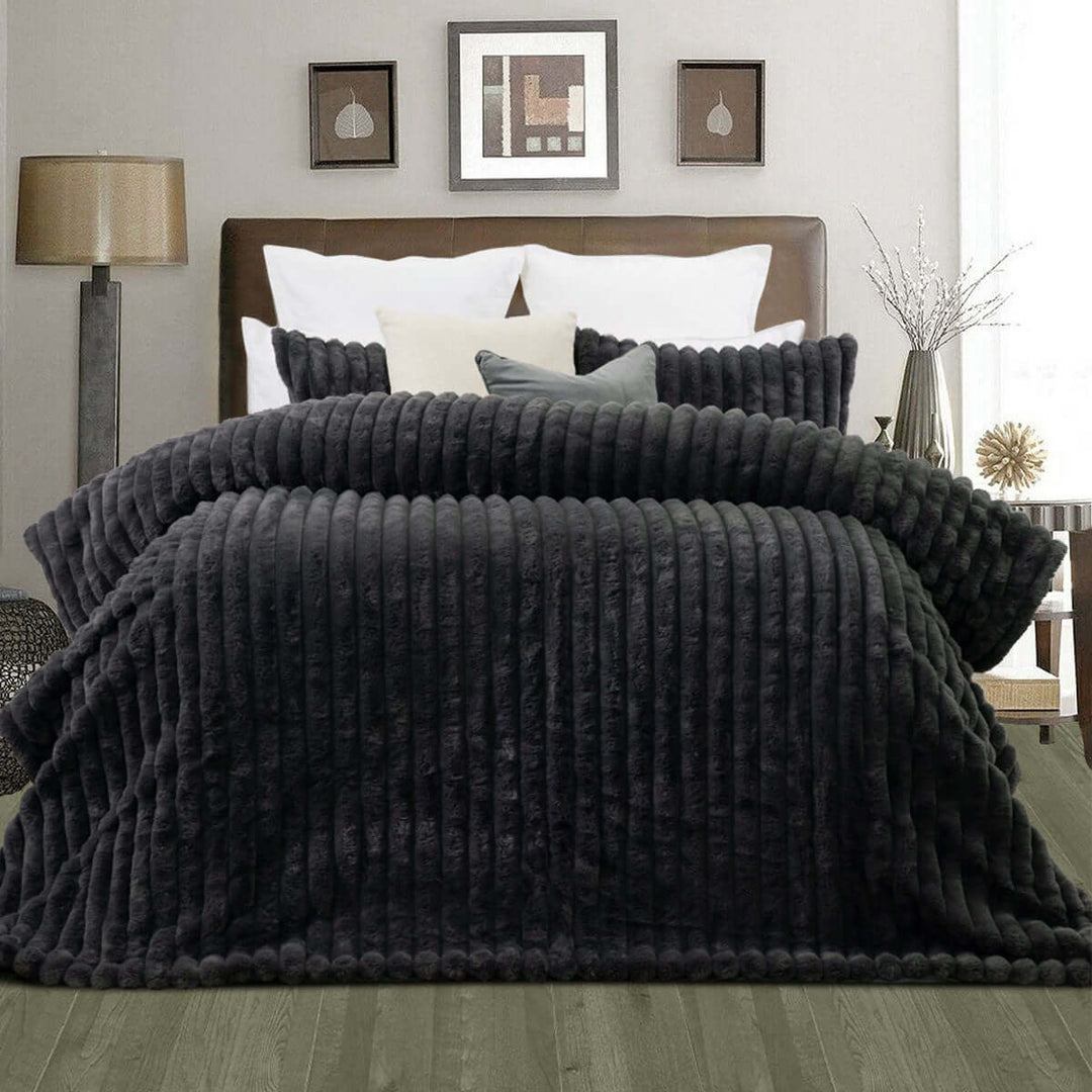 _label_, DSZ Product, feed-cond-new, feed-sl-free shipping, free-shipping, newJane Barrington Arna Charcoal 3 Pcs Channel Faux Bunny Fur Comforter Set King - Premium Home & Garden > Bedding > Quilts & Duvets from Jane Barrington ! Shop Online Buy Now at S & D's Value Store Family Business Best Customer Service_label_, DSZ Product, feed-cond-new, feed-sl-free shipping, free-shipping, new