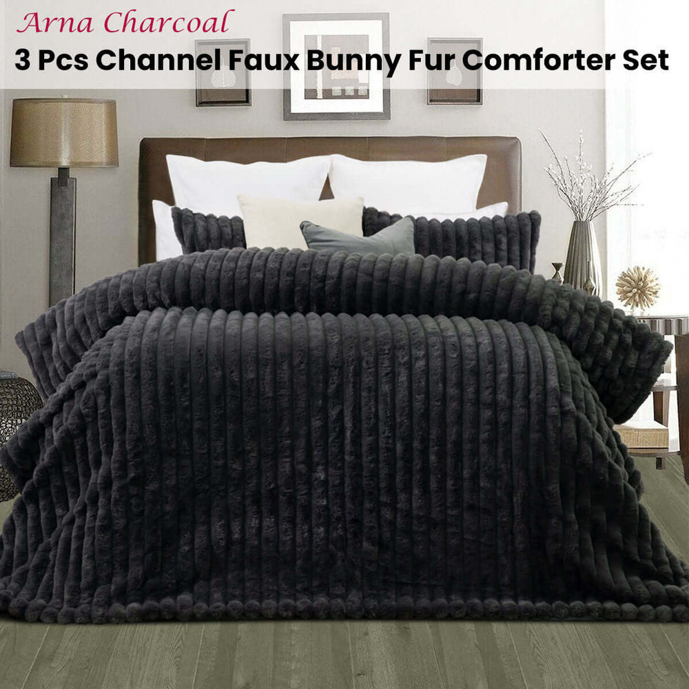 _label_, DSZ Product, feed-cond-new, feed-sl-free shipping, free-shipping, newJane Barrington Arna Charcoal 3 Pcs Channel Faux Bunny Fur Comforter Set King - Premium Home & Garden > Bedding > Quilts & Duvets from Jane Barrington ! Shop Online Buy Now at S & D's Value Store Family Business Best Customer Service_label_, DSZ Product, feed-cond-new, feed-sl-free shipping, free-shipping, new