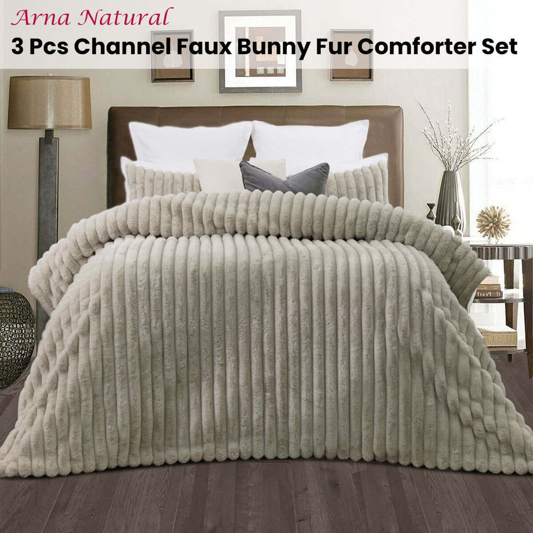 _label_, DSZ Product, feed-cond-new, feed-sl-free shipping, free-shipping, newJane Barrington Arna Natural 3 Pcs Channel Faux Bunny Fur Comforter Set King - Premium Home & Garden > Bedding > Quilts & Duvets from Jane Barrington ! Shop Online Buy Now at S & D's Value Store Family Business Best Customer Service_label_, DSZ Product, feed-cond-new, feed-sl-free shipping, free-shipping, new