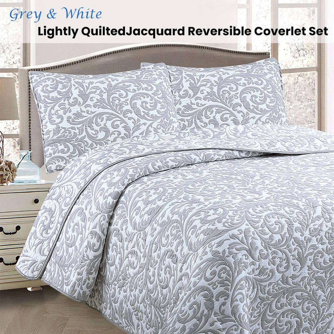 _label_, DSZ Product, feed-cond-new, feed-sl-free shipping, free-shippingJane Barrington Grey & White Lightly Quilted Jacquard Reversible Coverlet Set King - Premium Home & Garden > Bedding > Duvet Covers from Jane Barrington ! Shop Online Buy Now at S & D's Value Store Family Business Best Customer Service_label_, DSZ Product, feed-cond-new, feed-sl-free shipping, free-shipping