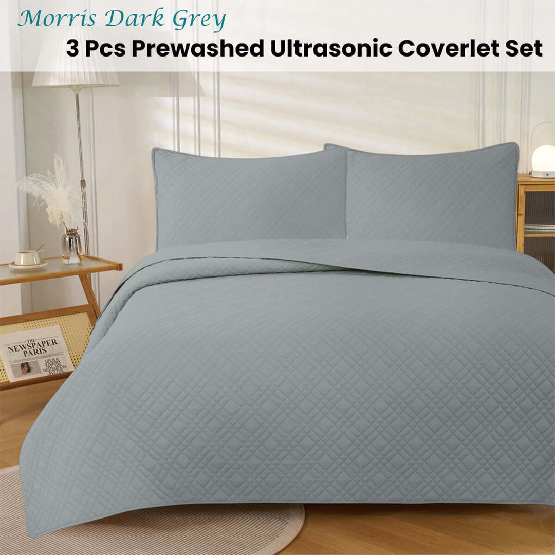 _label_, DSZ Product, feed-cond-new, feed-sl-free shipping, free-shippingJane Barrington Morris Dark Grey Ultrasonic Embossed Lightly Quilted Reversible Coverlet Set Queen - Premium Home & Garden > Bedding > Bed Sheets from Jane Barrington ! Shop Online Buy Now at S & D's Value Store Family Business Best Customer Service_label_, DSZ Product, feed-cond-new, feed-sl-free shipping, free-shipping