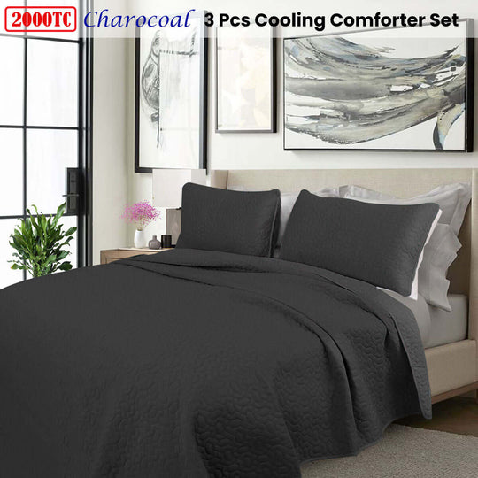 _label_, DSZ Product, feed-cond-new, feed-sl-free shipping, free-shippingShangri La 2000Tc Charcoal Cooling Embroidered 3 Pcs Comforter Set Queen - Premium Home & Garden > Bedding > Quilts & Duvets from Shangri La ! Shop Online Buy Now at S & D's Value Store Family Business Best Customer Service_label_, DSZ Product, feed-cond-new, feed-sl-free shipping, free-shipping