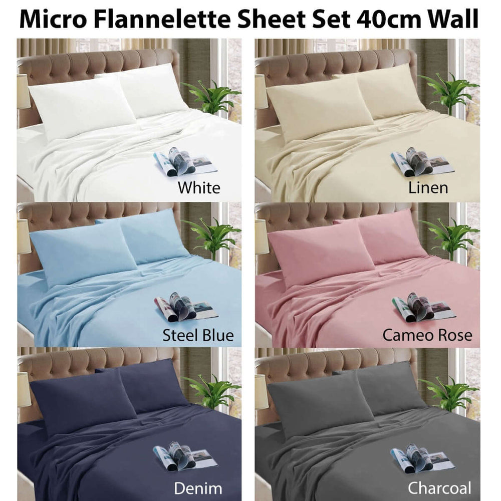 _label_, DSZ Product, feed-cond-new, feed-sl-free shipping, free-shippingKingtex Micro Flannelette Sheet Set 40 Cm Wall Steel Blue Single - Premium Home & Garden > Bedding > Bed Sheets from Kingtex ! Shop Online Buy Now at S & D's Value Store Family Business Best Customer Service_label_, DSZ Product, feed-cond-new, feed-sl-free shipping, free-shipping