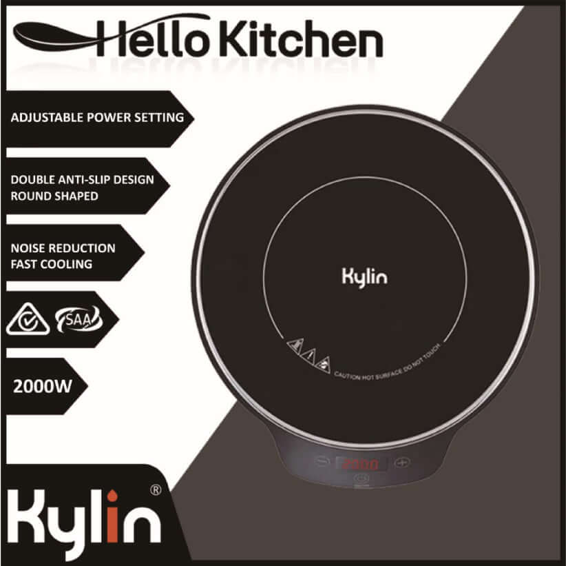 Kylin Portable Electric Induction Cooker AU-K4092 with adjustable power setting and round design for efficient cooking.