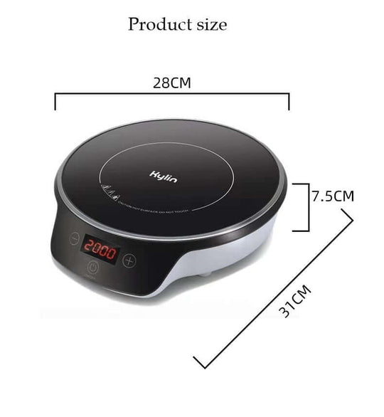 Kylin Portable Electric Induction Cooker AU-K4092 size dimensions 28cm width, 31cm length, 7.5cm height for affordable cooking solutions.