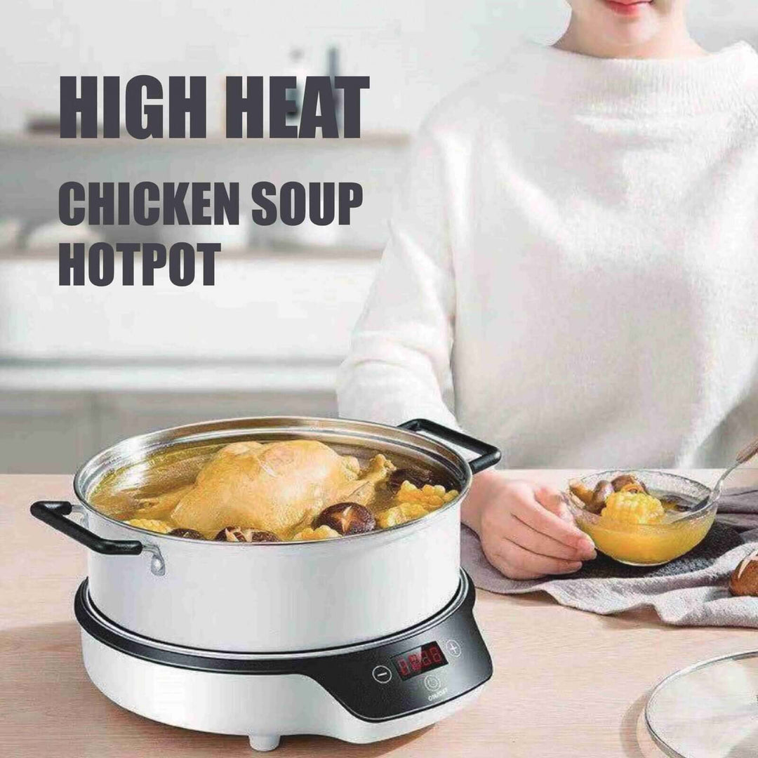 Affordable Kylin Portable Electric Induction Cooker with high heat for chicken soup and hotpot, featuring soft-touch controls.