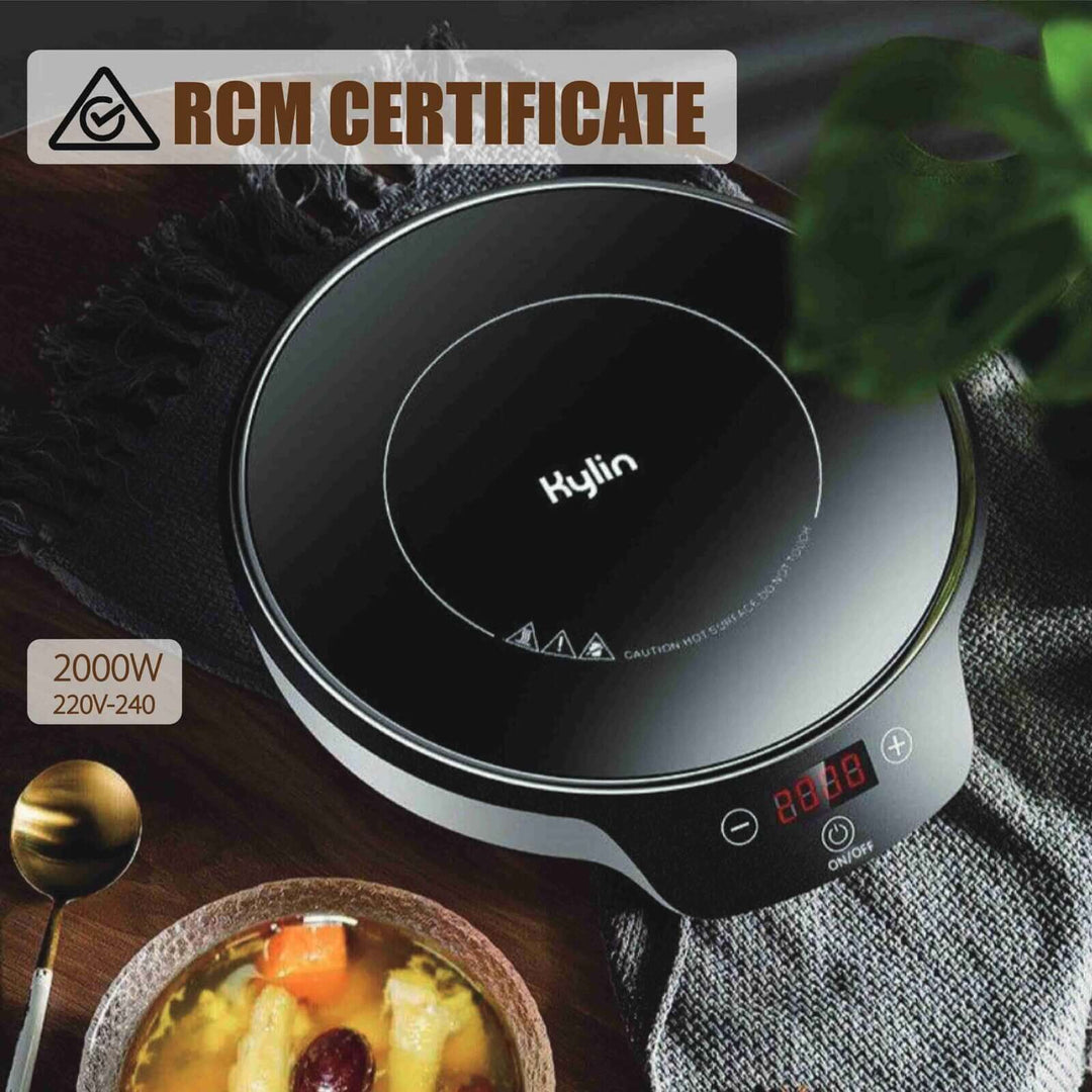 Kylin Portable Electric Induction Cooker AU-K4092 with RCM certification, 2000W power, and soft-touch control, perfect for quality DIY cooking.