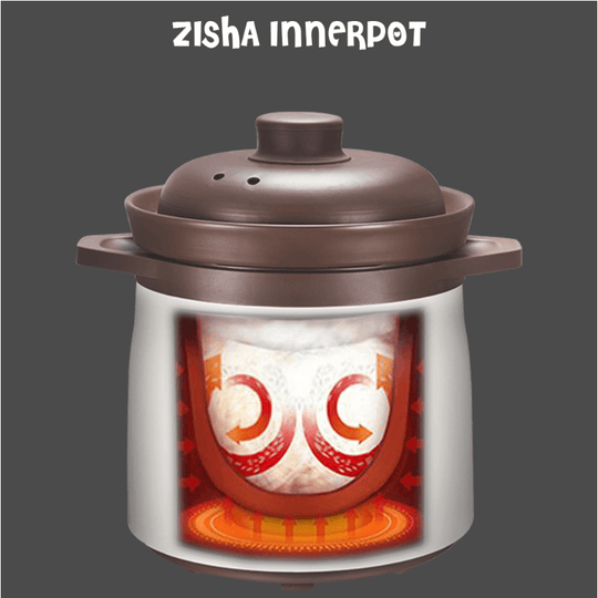 Kylin Zisha Inner Pot showcasing unique clay design with heating elements, ideal for quality cooking and DIY recipes.