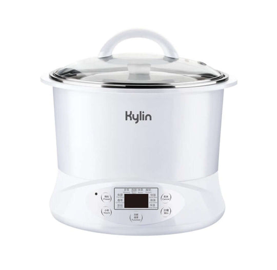 Kylin electric slow cooker with stainless steel and ceramic pot, 2.2L capacity, affordable multi-stew cooker for quality DIY meals.