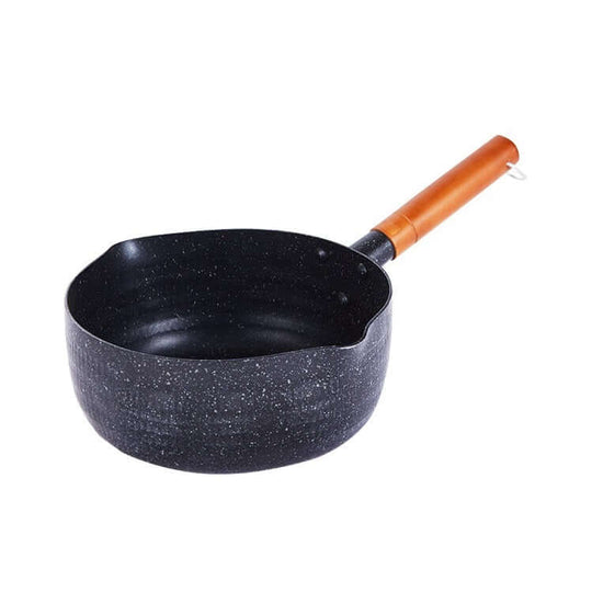 Justcook 20cm black non-stick Xueping pot with wooden handle, ideal for affordable and quality cooking.