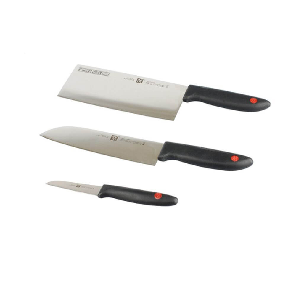 Zwilling ZW-K14 Twin Point 4PC knife set with three premium kitchen knives for chefs and home cooks. Affordable quality for DIY cooking.