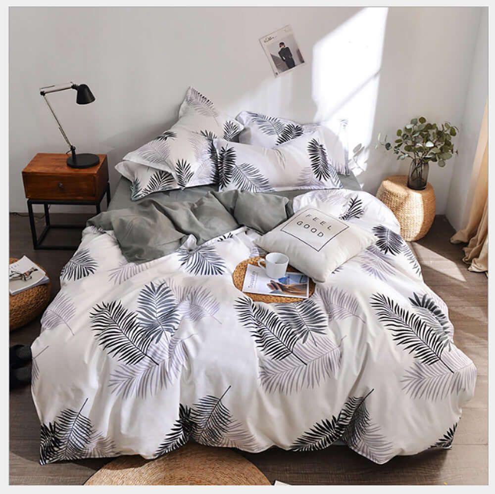 DSZ Product, feed-cond-new, feed-sl-DSZ Freight PayablePalm Leaves Pattern Aloe Cotton Flat Sheet Quilt Cover Pillowcases 4Pcs Bedding Set (Queen) - Premium Home & Garden > Bedding > Bed Sheets from Jr Joyreap ! Shop Online Buy Now at S & D's Value Store Family Business Best Customer ServiceDSZ Product, feed-cond-new, feed-sl-DSZ Freight Payable