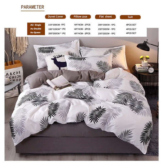 DSZ Product, feed-cond-new, feed-sl-DSZ Freight PayablePalm Leaves Pattern Aloe Cotton Flat Sheet Quilt Cover Pillowcases 4Pcs Bedding Set (Queen) - Premium Home & Garden > Bedding > Bed Sheets from Jr Joyreap ! Shop Online Buy Now at S & D's Value Store Family Business Best Customer ServiceDSZ Product, feed-cond-new, feed-sl-DSZ Freight Payable