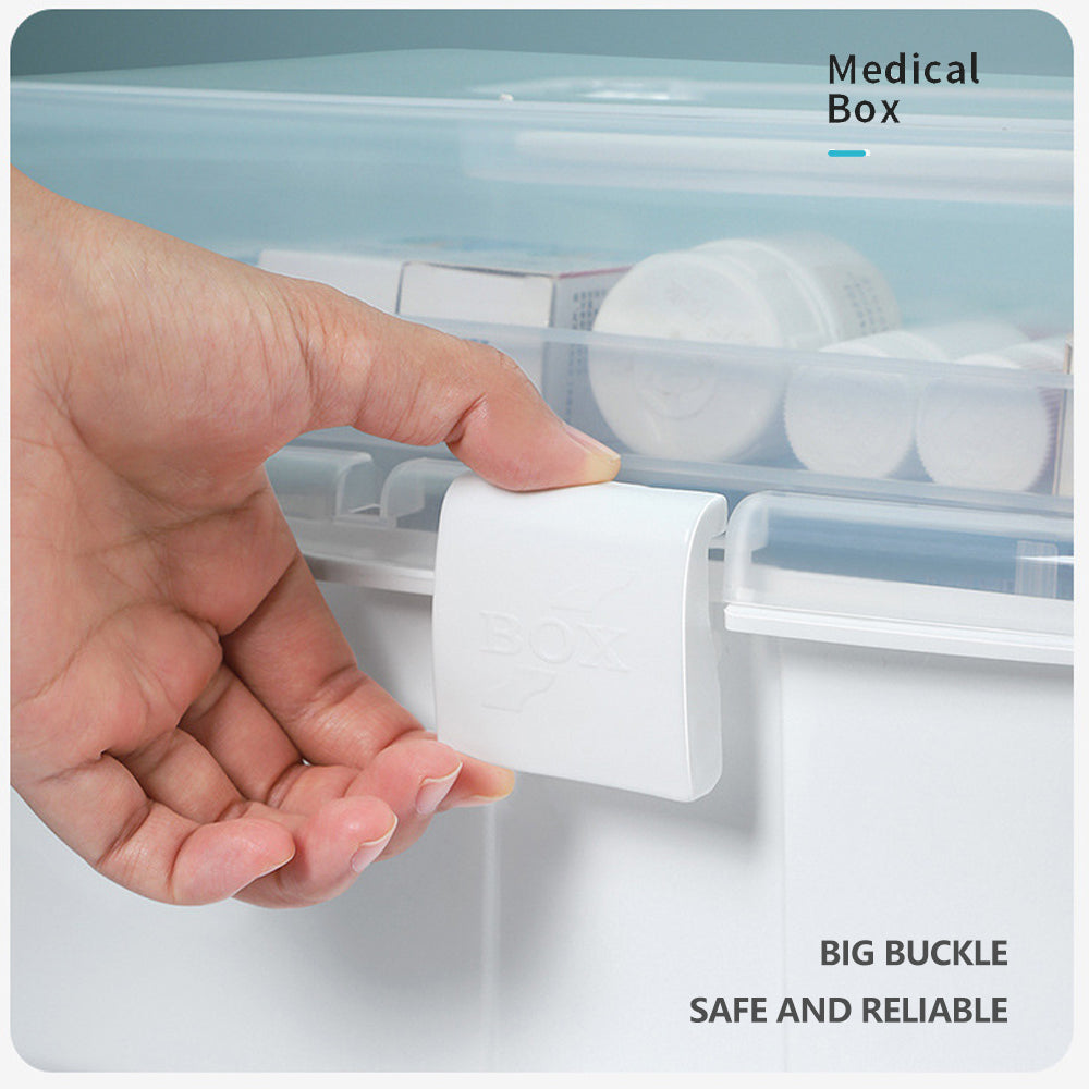 Durable medical box with a big buckle, ensuring safe and reliable access to organized first aid supplies.