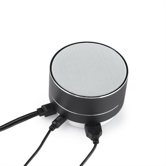 Portable Bluetooth speaker in sleek design, featuring multiple connection ports for convenient use at home or on-the-go.