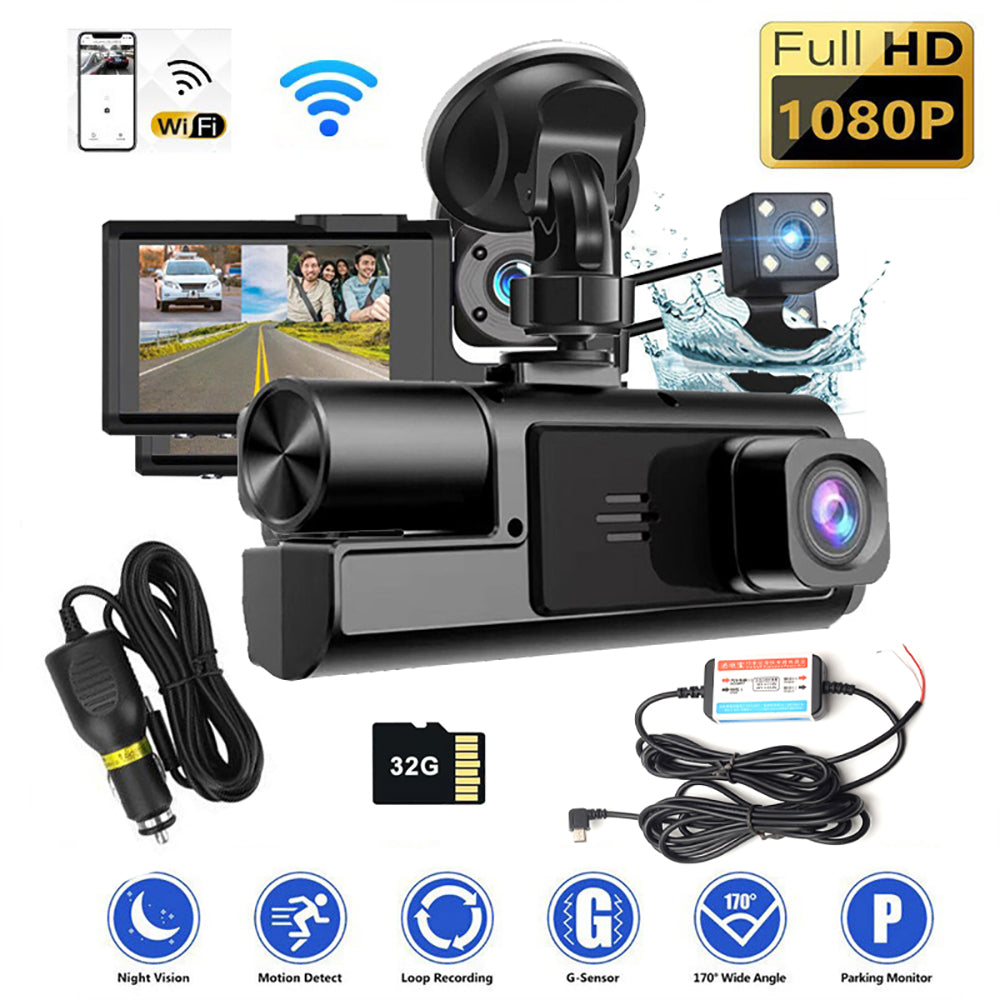 DSZ Product, feed-cond-new, feed-sl-DSZ Freight Payable, newWifi 3 Channels Dash Cam 1080P Full Hd Car Dashcam With Hardwire Kit And 32Gb Card - Premium Electronics > Business & Home Security > Security Cameras & Accessories from Jr Joyreap ! Shop Online Buy Now at S & D's Value Store Family Business Best Customer ServiceDSZ Product, feed-cond-new, feed-sl-DSZ Freight Payable, new