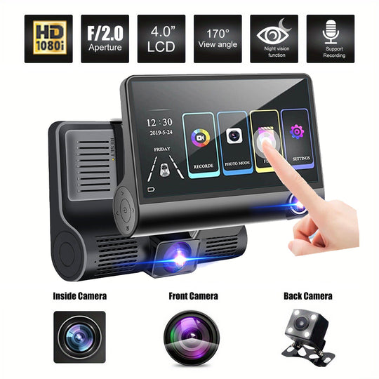 DSZ Product, feed-cond-new, feed-sl-DSZ Freight Payable, newFront And Rear Triple Lens Dash Cam 1080P Hd 4 - Inch Touch Screen Wide - Angle Lens - Premium Electronics > Business & Home Security > Security Cameras & Accessories from Jr Joyreap ! Shop Online Buy Now at S & D's Value Store Family Business Best Customer ServiceDSZ Product, feed-cond-new, feed-sl-DSZ Freight Payable, new