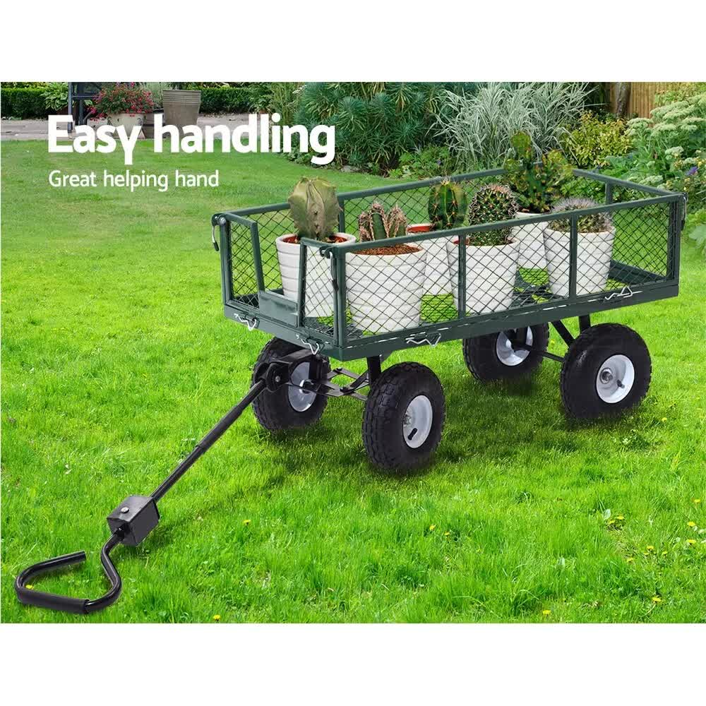 300kg Gardeon Mesh Garden Cart in green, perfect for DIY gardening, featuring removable sides and easy handling.