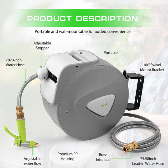 DSZ Product, feed-cond-new, feed-sl-DSZ Freight PayableGarden Spray Gun Auto Rewind Wall Water Hose Mount Hose Reel 20M Retractable - Premium Home & Garden > Garden Tools > Garden Hoses from Sedy ! Shop Online Buy Now at S & D's Value Store Family Business Best Customer ServiceDSZ Product, feed-cond-new, feed-sl-DSZ Freight Payable