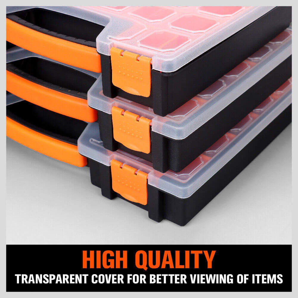 High-quality plastic storage box with transparent cover for easy item visibility, perfect for DIY and crafts.