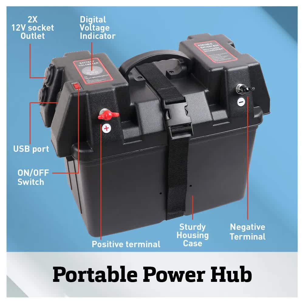 DSZ Product, feed-cond-new, feed-sl-DSZ Freight Payable, new12V 100Ah Deep Cycle Battery Box Portable Power Storage Marine Solar Usb Camping - Premium Outdoor Recreation > Camping > Batteries & Generators from Horusdy ! Shop Online Buy Now at S & D's Value Store Family Business Best Customer ServiceDSZ Product, feed-cond-new, feed-sl-DSZ Freight Payable, new