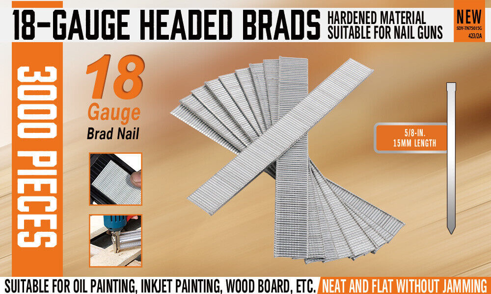 3000Pc 18GA Brad Nails 15mm for flooring and carpentry, affordable quality for DIY projects, neat installation.