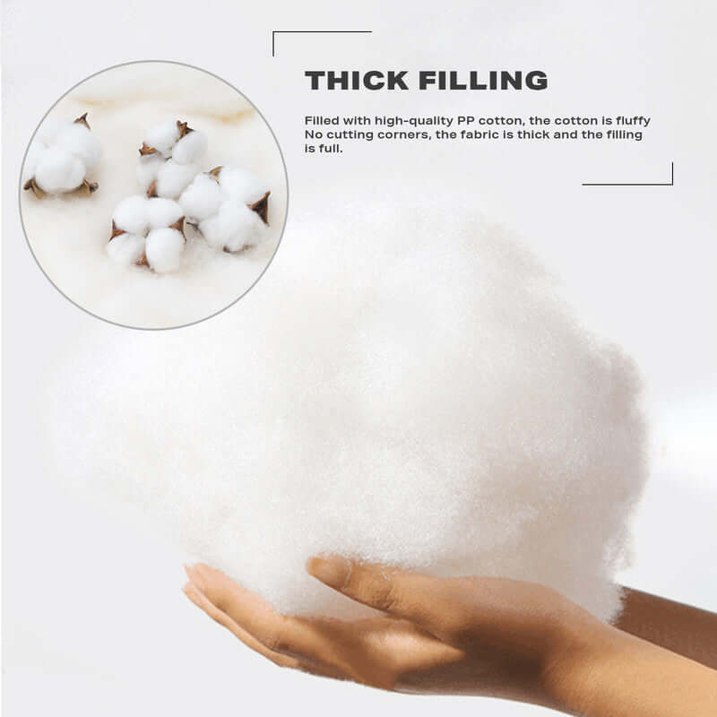 High-quality PP cotton filling showcasing fluffy, thick texture for a comfortable luxury round pouf cushion.