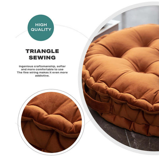 High-quality luxury round pouf cushion with triangle sewing for ultimate comfort and style.