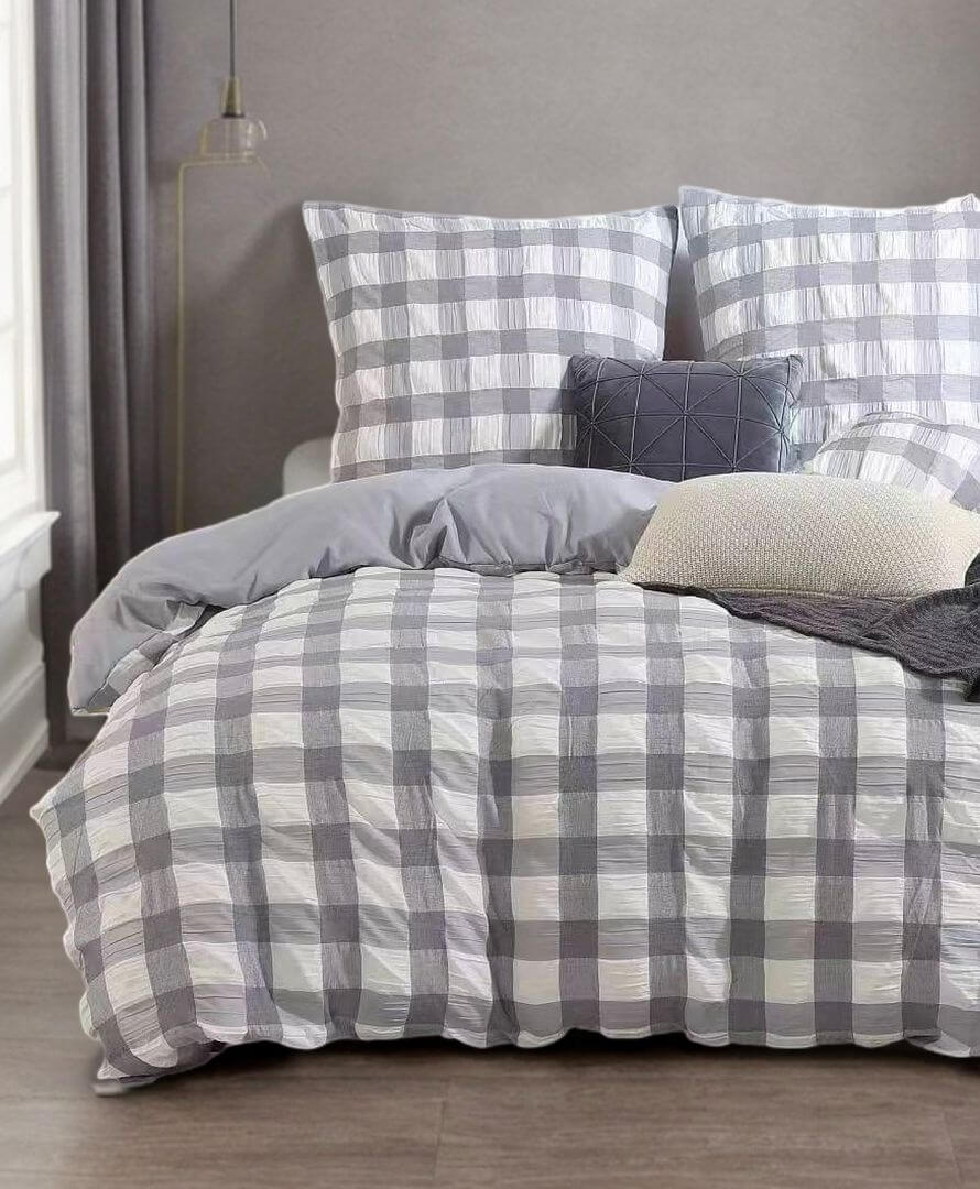 DSZ Product, feed-cond-new, feed-sl-DSZ Freight PayableRylee Grey Check Seersucker Quilt Cover Set - King Size - Premium Home & Garden > Bedding > Duvet Covers from Fabric Fantastic ! Shop Online Buy Now at S & D's Value Store Family Business Best Customer ServiceDSZ Product, feed-cond-new, feed-sl-DSZ Freight Payable