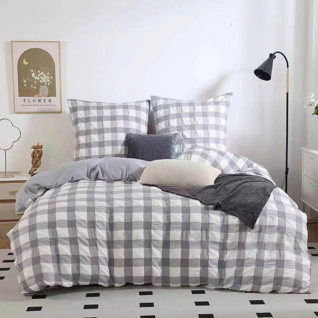 DSZ Product, feed-cond-new, feed-sl-DSZ Freight PayableRylee Grey Check Seersucker Quilt Cover Set - Queen Size - Premium Home & Garden > Bedding > Duvet Covers from Fabric Fantastic ! Shop Online Buy Now at S & D's Value Store Family Business Best Customer ServiceDSZ Product, feed-cond-new, feed-sl-DSZ Freight Payable