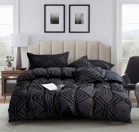 DSZ Product, feed-cond-new, feed-sl-DSZ Freight PayableTufted Textured Jacquard Queen Size Black Duvet Quilt Cover Set - Premium Home & Garden > Bedding > Duvet Covers from Fabric Fantastic ! Shop Online Buy Now at S & D's Value Store Family Business Best Customer ServiceDSZ Product, feed-cond-new, feed-sl-DSZ Freight Payable