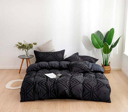 DSZ Product, feed-cond-new, feed-sl-DSZ Freight PayableTufted Textured Jacquard Queen Size Black Duvet Quilt Cover Set - Premium Home & Garden > Bedding > Duvet Covers from Fabric Fantastic ! Shop Online Buy Now at S & D's Value Store Family Business Best Customer ServiceDSZ Product, feed-cond-new, feed-sl-DSZ Freight Payable