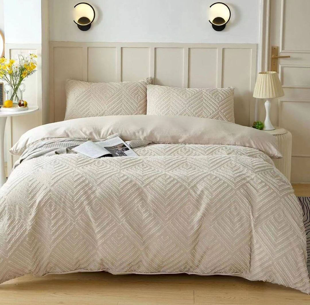 DSZ Product, feed-cond-new, feed-sl-DSZ Freight PayableTufted Textured Jacquard Quilt Cover Set -  Beige - King Size - Premium Home & Garden > Bedding > Duvet Covers from Fabric Fantastic ! Shop Online Buy Now at S & D's Value Store Family Business Best Customer ServiceDSZ Product, feed-cond-new, feed-sl-DSZ Freight Payable