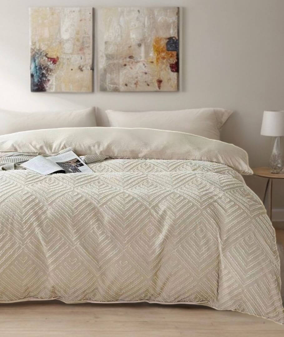 DSZ Product, feed-cond-new, feed-sl-DSZ Freight PayableTufted Textured Jacquard Quilt Cover Set -  Beige - King Size - Premium Home & Garden > Bedding > Duvet Covers from Fabric Fantastic ! Shop Online Buy Now at S & D's Value Store Family Business Best Customer ServiceDSZ Product, feed-cond-new, feed-sl-DSZ Freight Payable