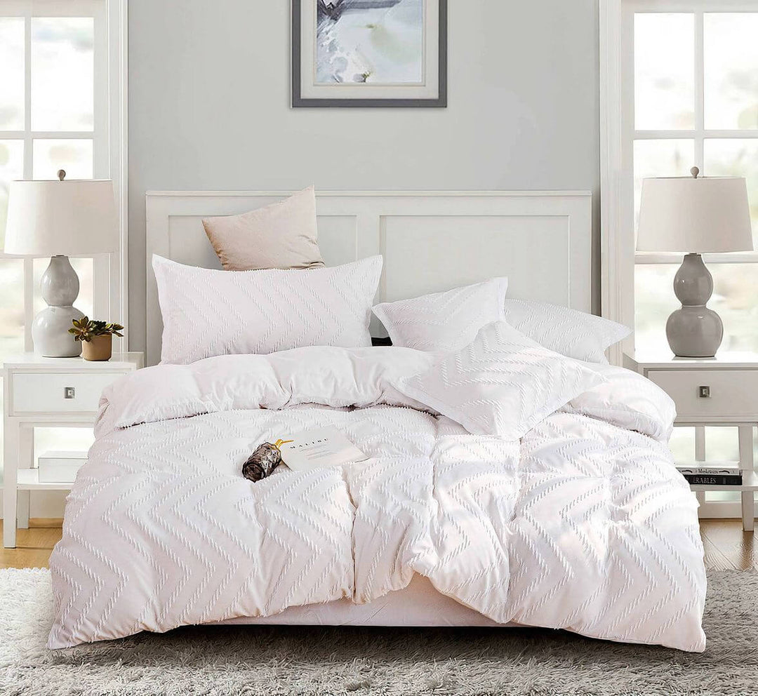 DSZ Product, feed-cond-new, feed-sl-DSZ Freight PayableTufted Boho Wave Jacquard King Size White Duvet Quilt Cover Set - Premium Home & Garden > Bedding > Duvet Covers from Fabric Fantastic ! Shop Online Buy Now at S & D's Value Store Family Business Best Customer ServiceDSZ Product, feed-cond-new, feed-sl-DSZ Freight Payable