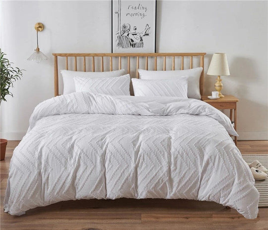 DSZ Product, feed-cond-new, feed-sl-DSZ Freight PayableTufted Boho Wave Jacquard King Size White Duvet Quilt Cover Set - Premium Home & Garden > Bedding > Duvet Covers from Fabric Fantastic ! Shop Online Buy Now at S & D's Value Store Family Business Best Customer ServiceDSZ Product, feed-cond-new, feed-sl-DSZ Freight Payable