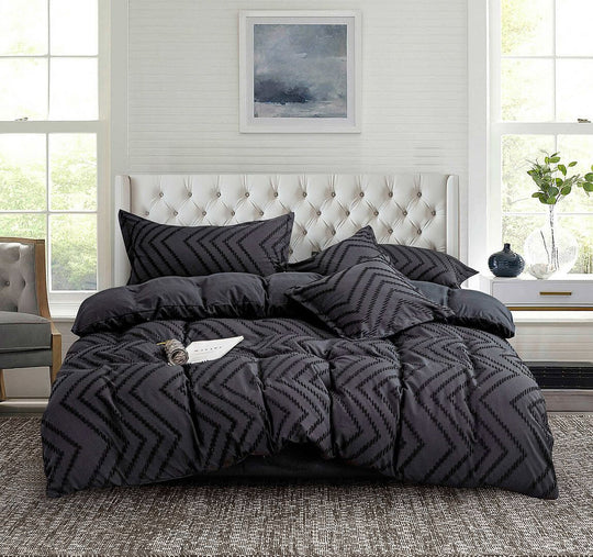 DSZ Product, feed-cond-new, feed-sl-DSZ Freight PayableTufted Boho Wave Jacquard King Size Black Duvet Quilt Cover Set - Premium Home & Garden > Bedding > Duvet Covers from Fabric Fantastic ! Shop Online Buy Now at S & D's Value Store Family Business Best Customer ServiceDSZ Product, feed-cond-new, feed-sl-DSZ Freight Payable