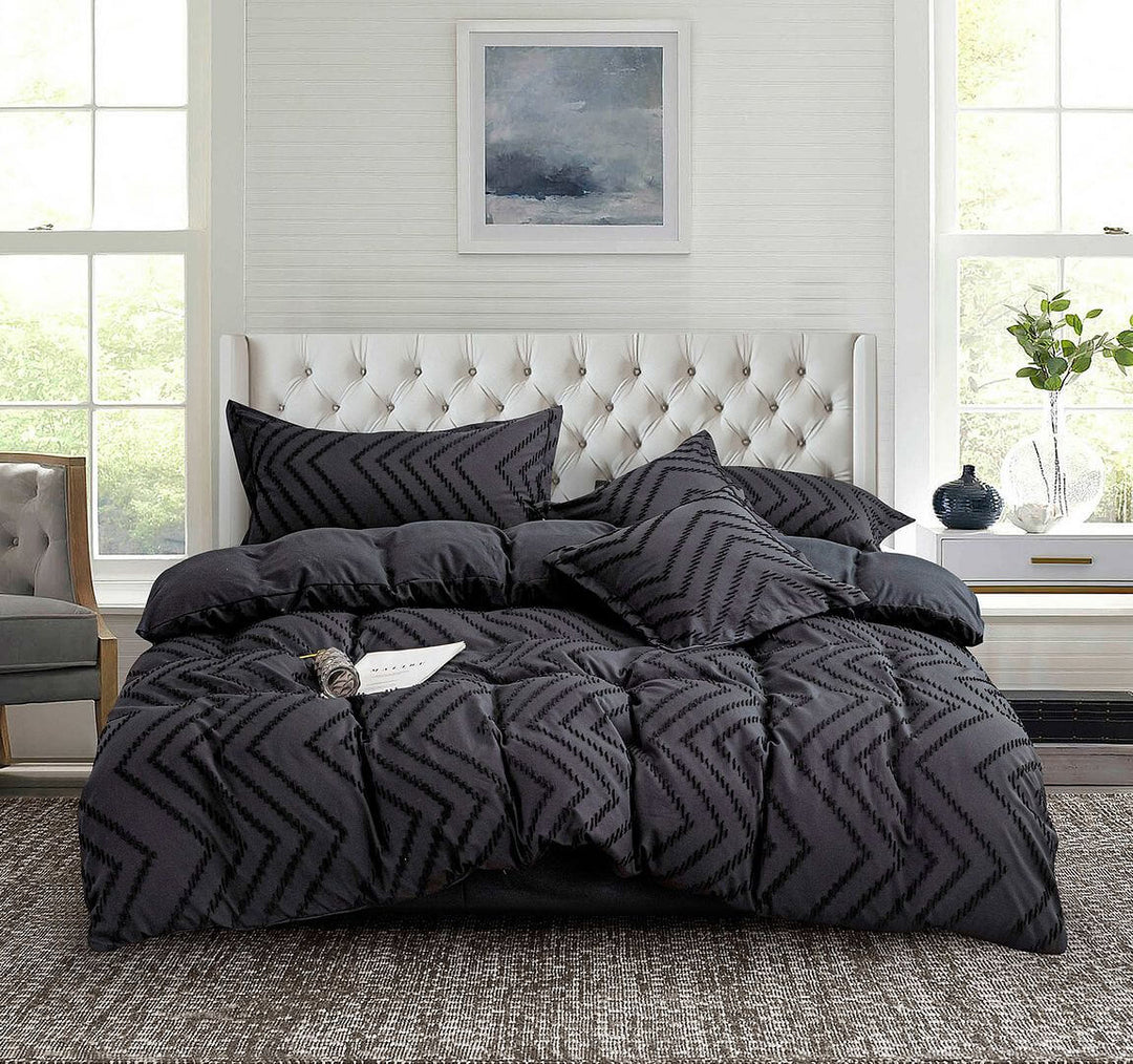 DSZ Product, feed-cond-new, feed-sl-DSZ Freight PayableTufted Boho Wave Jacquard Queen Size Black Duvet Quilt Cover Set - Premium Home & Garden > Bedding > Duvet Covers from Fabric Fantastic ! Shop Online Buy Now at S & D's Value Store Family Business Best Customer ServiceDSZ Product, feed-cond-new, feed-sl-DSZ Freight Payable