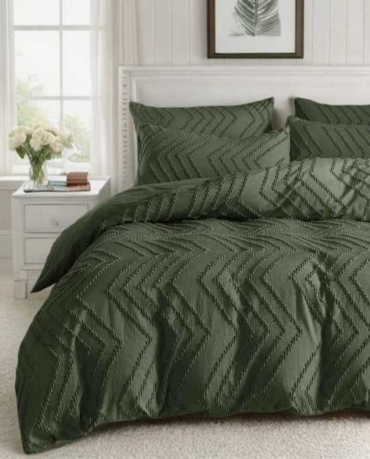 DSZ Product, feed-cond-new, feed-sl-DSZ Freight PayableTufted Boho Wave Jacquard Quilt Cover Set -  Dark Green - King Size - Premium Home & Garden > Bedding > Duvet Covers from Fabric Fantastic ! Shop Online Buy Now at S & D's Value Store Family Business Best Customer ServiceDSZ Product, feed-cond-new, feed-sl-DSZ Freight Payable