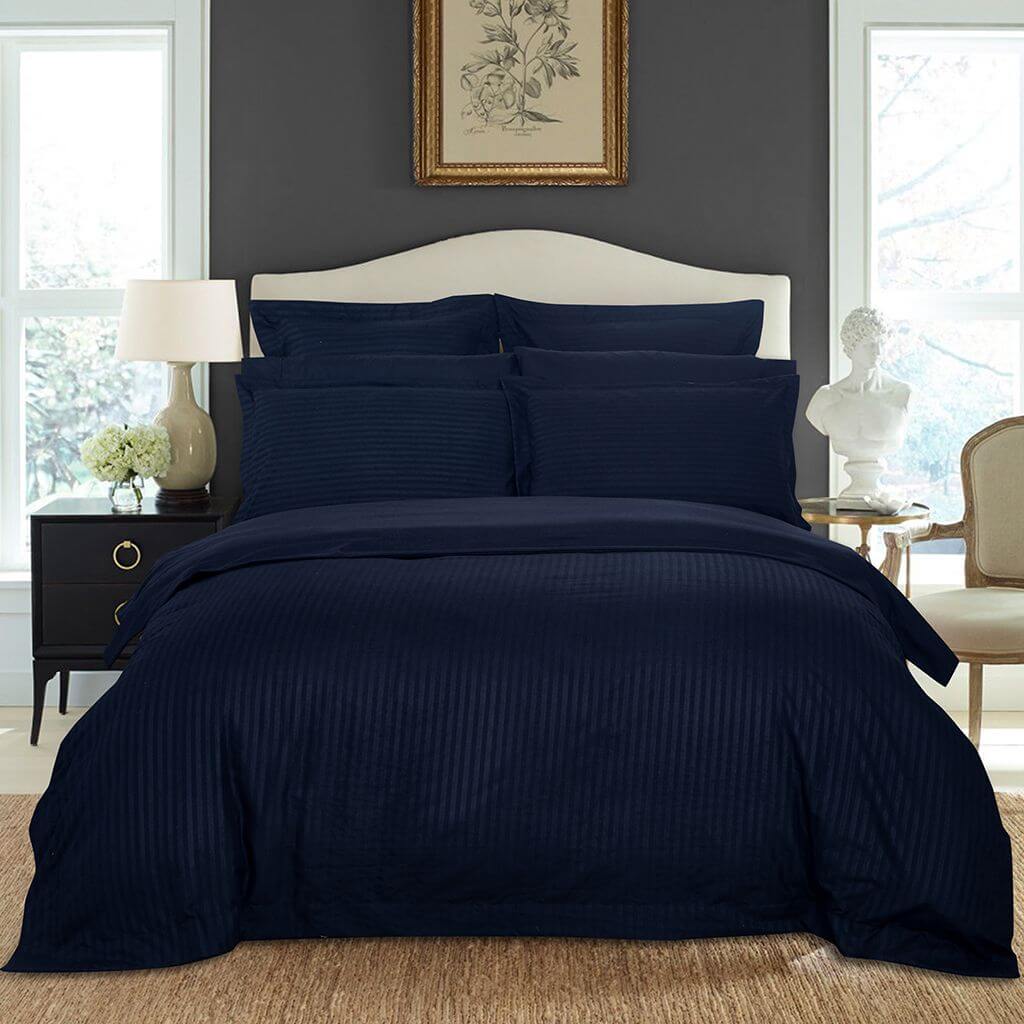 DSZ Product, feed-cond-new, feed-sl-DSZ Freight Payable1000Tc Ultra Soft Striped King Size Midnight Blue Duvet Quilt Cover Set - Premium Home & Garden > Bedding > Duvet Covers from Fabric Fantastic ! Shop Online Buy Now at S & D's Value Store Family Business Best Customer ServiceDSZ Product, feed-cond-new, feed-sl-DSZ Freight Payable