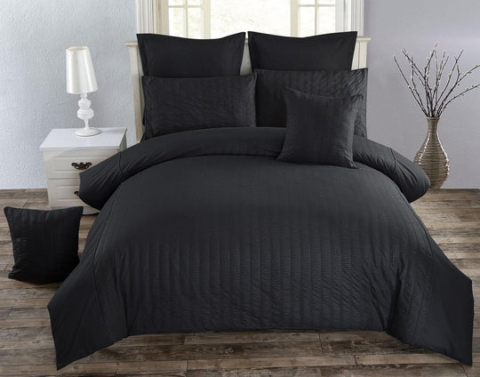 DSZ Product, feed-cond-new, feed-sl-DSZ Freight PayableSeersucker Double Size Black Duvet Quilt Cover Set - Premium Home & Garden > Bedding > Duvet Covers from Fabric Fantastic ! Shop Online Buy Now at S & D's Value Store Family Business Best Customer ServiceDSZ Product, feed-cond-new, feed-sl-DSZ Freight Payable