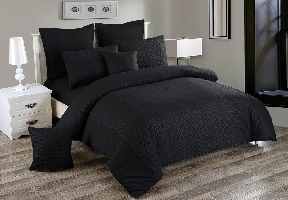 DSZ Product, feed-cond-new, feed-sl-DSZ Freight PayableSeersucker Double Size Black Duvet Quilt Cover Set - Premium Home & Garden > Bedding > Duvet Covers from Fabric Fantastic ! Shop Online Buy Now at S & D's Value Store Family Business Best Customer ServiceDSZ Product, feed-cond-new, feed-sl-DSZ Freight Payable