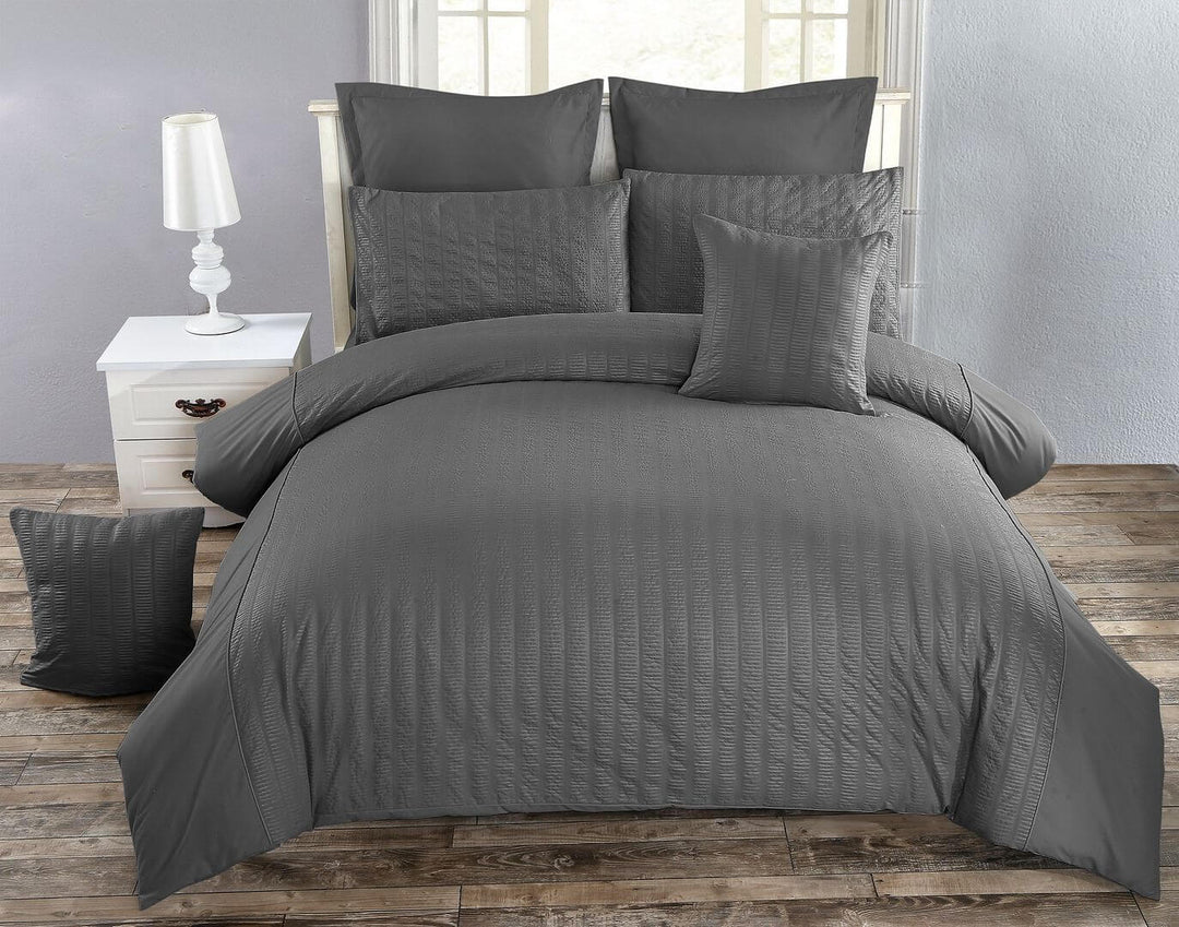 DSZ Product, feed-cond-new, feed-sl-DSZ Freight PayableSeersucker Double Size Charcoal Duvet Quilt Cover Set - Premium Home & Garden > Bedding > Duvet Covers from Fabric Fantastic ! Shop Online Buy Now at S & D's Value Store Family Business Best Customer ServiceDSZ Product, feed-cond-new, feed-sl-DSZ Freight Payable