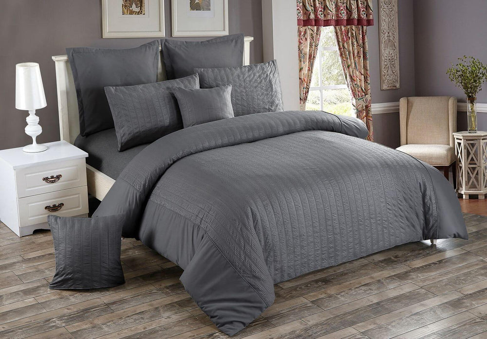 DSZ Product, feed-cond-new, feed-sl-DSZ Freight PayableSeersucker Double Size Charcoal Duvet Quilt Cover Set - Premium Home & Garden > Bedding > Duvet Covers from Fabric Fantastic ! Shop Online Buy Now at S & D's Value Store Family Business Best Customer ServiceDSZ Product, feed-cond-new, feed-sl-DSZ Freight Payable