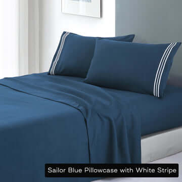 _label_, DSZ Product, feed-cond-new, feed-sl-free shipping, free-shippingSoft Microfibre Embroidered Stripe Sheet Set Double Sailor Blue Pillowcase White Stripe - Premium Home & Garden > Bedding > Bed Sheets from DSZ ! Shop Online Buy Now at S & D's Value Store Family Business Best Customer Service_label_, DSZ Product, feed-cond-new, feed-sl-free shipping, free-shipping